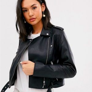 Pull&Bear Faux Leather Biker Jacket, size S